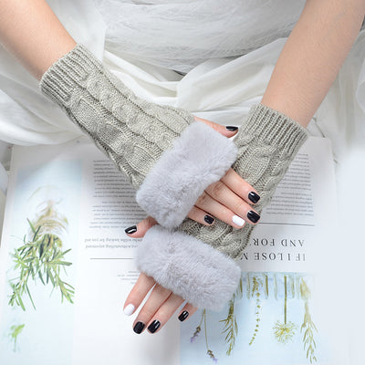Guantes Tejidos de Moda con Giro de Color Puro - Image 7
