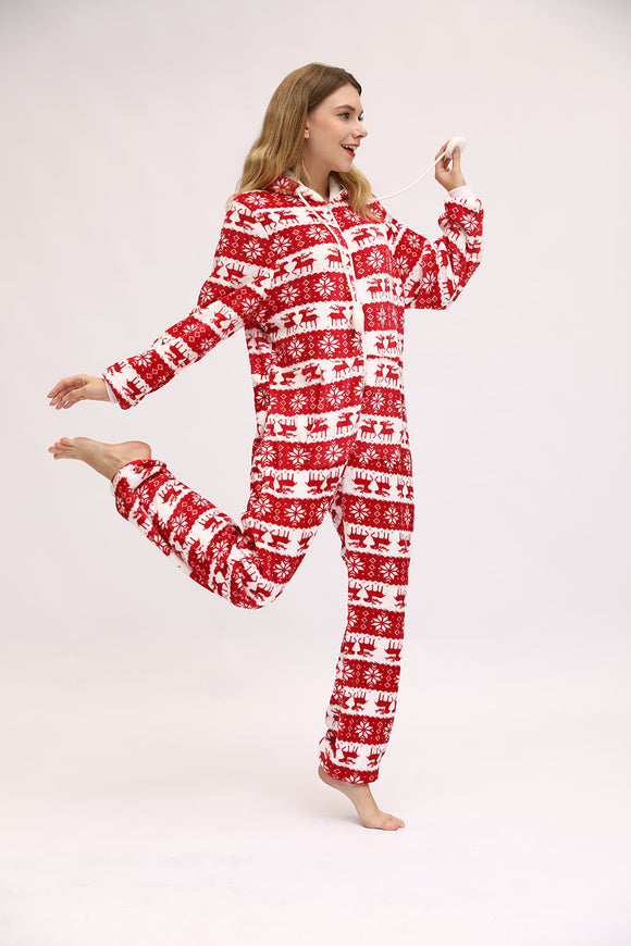 Pijama Navideño de Franela para Dama con Diseño de Venado y Copo de Nieve