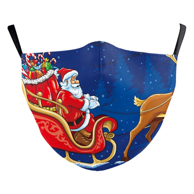 Black adult dust mask with a Christmas wreath design featuring Santa Claus in the center. - Image 11