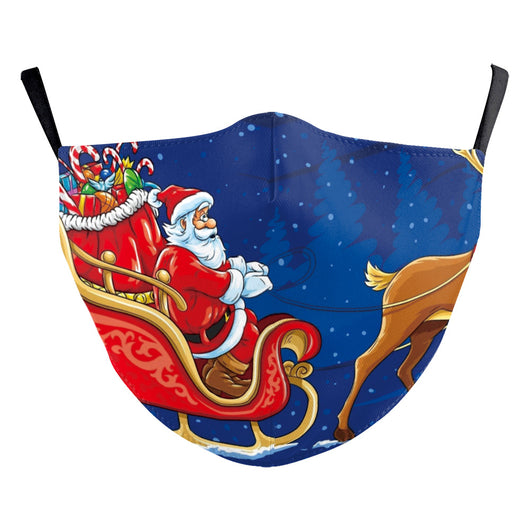 Black adult dust mask with a Christmas wreath design featuring Santa Claus in the center. - Image 11