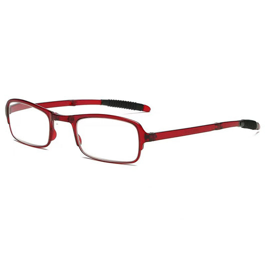 Two pairs of folding anti-blue light reading glasses, one brown and one black, partially folded on a white surface. - Image 7