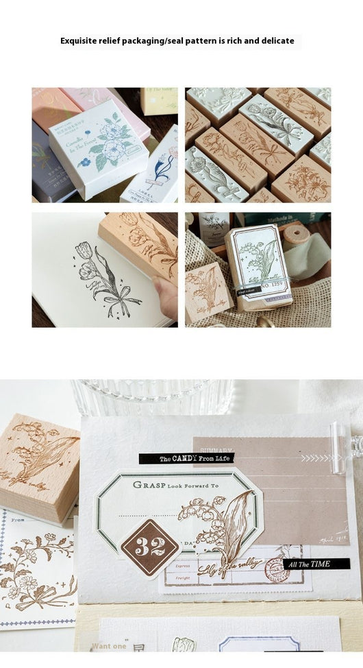 Sello de Madera Floral Retro para Cuadernos Artísticos y Proyectos DIY - Image 20
