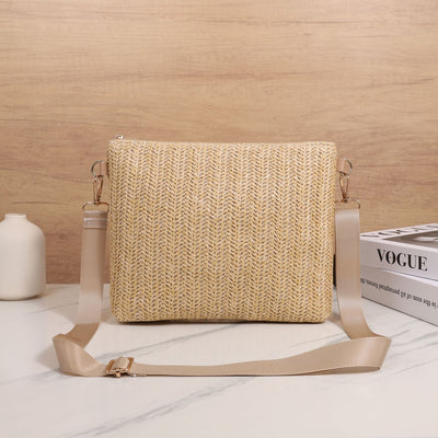 Bolsa de Hombro Tejida en Paja - Diseño Liso y Versátil - Image 32