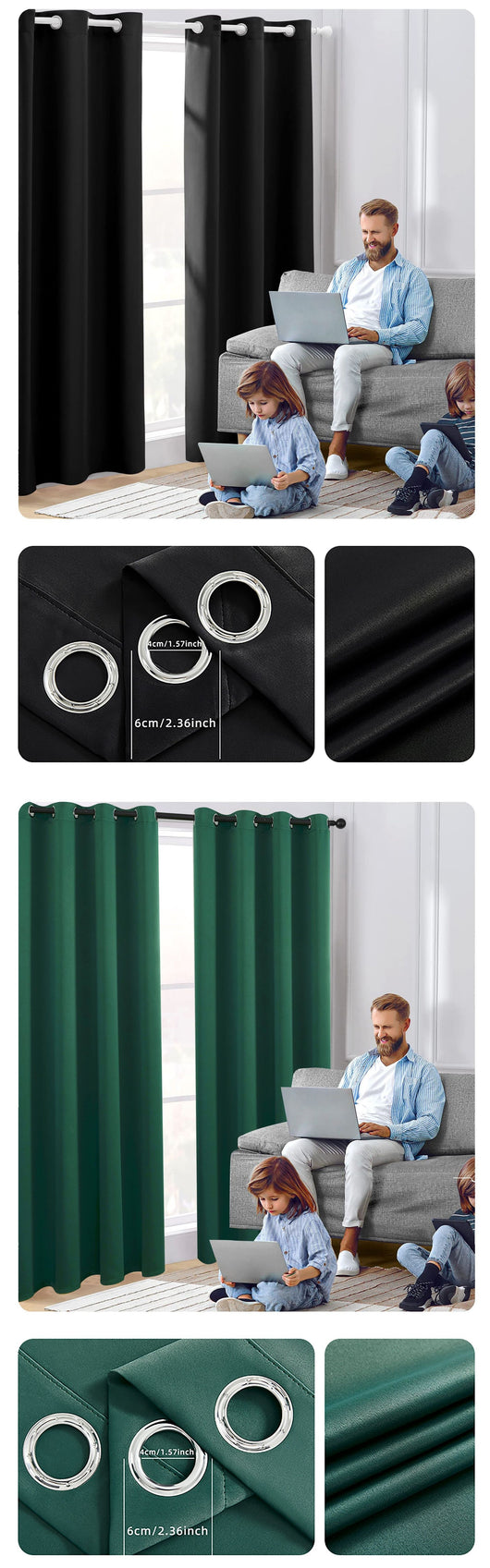 Cortinas Modernas Térmicas Bloqueadoras de Luz - Tela Gruesa Opaca Aislante - Image 25
