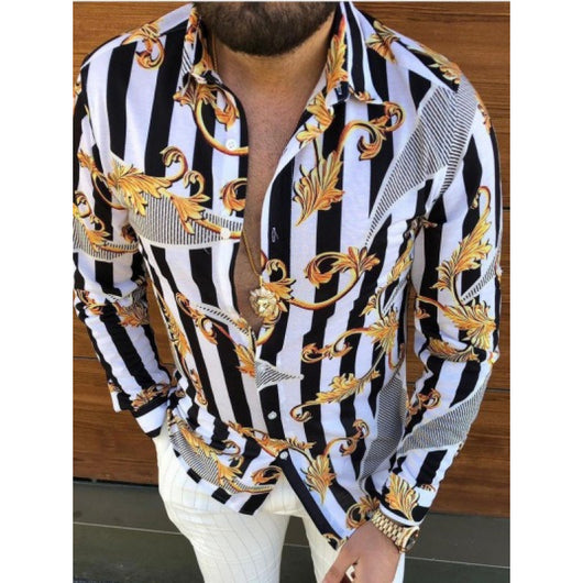 Camisa Casual de Manga Larga con Estampado para Hombre - Image 5