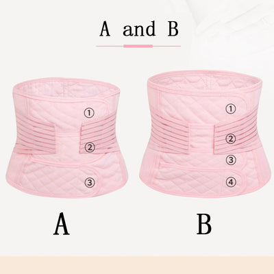 Pink adjustable postpartum abdominal band with quilted panels and a smaller matching elastic band. - Image 29
