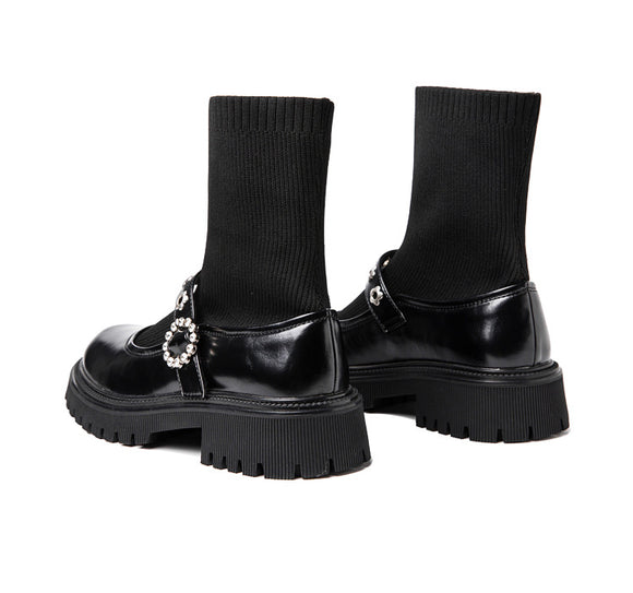 Botas Martin de Caña Elástica con Suela Gruesa para Mujer