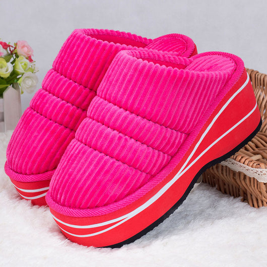 Pantuflas de Invierno para Casa con Tacón Alto, Suela Gruesa y Antideslizante