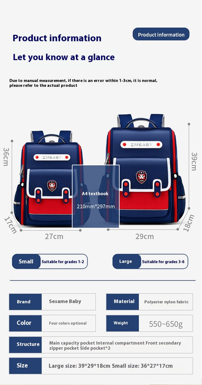 Mochila Escolar Sesame Baby Estilo Británico Grados 1-6 Ligera Niños y Niñas - Image 14