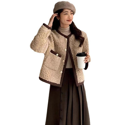 Abrigo de Lana Cordero Suelto para Mujer - Otoño e Invierno - Image 5