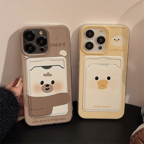 Funda Protectora Transparente con Soporte de Tarjetas para Teléfono