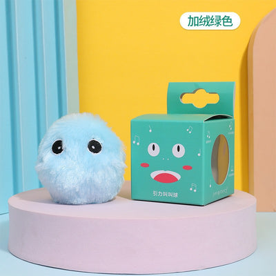 Three plush interactive cat toy balls in blue, yellow, and pink, each with cartoon eyes, shown with a size measurement. - Image 11