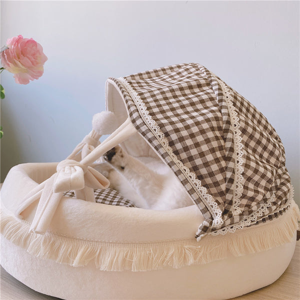 Cama Nido para Gatos Cuatro Estaciones con Diseño de Enrejado