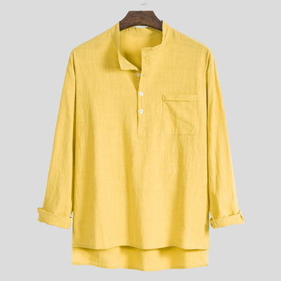 Camisa Casual de Algodón y Lino para Hombre Talla Grande - Image 6
