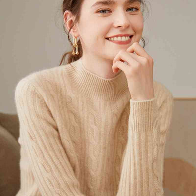 Suéter Cuello Alto de Cachemira Pura para Mujer - Corte Holgado y Grueso - Image 23