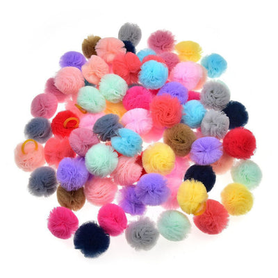 Colorful mesh ball rubber band hair ties in various shades like red, yellow, purple, pink, and blue. - Image 9