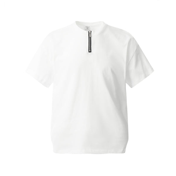 Playera Hombre Manga Corta con Cierre Decorativo en Color Sólido - Image 3