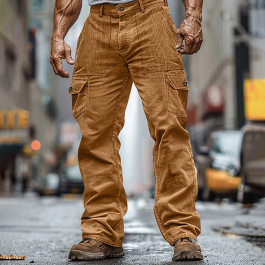 Pantalón de Pana Resistente con Cintura Elástica y Múltiples Bolsillos para Hombre - Image 7