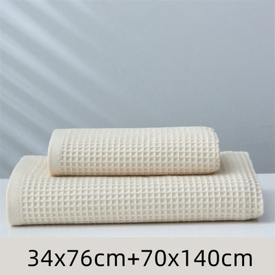 Toalla Absorbente de Algodón Puro Estilo Japonés con Patrón Honeycomb - Image 10