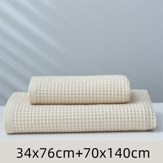 Toalla Absorbente de Algodón Puro Estilo Japonés con Patrón Honeycomb - Image 10