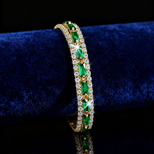 Pulsera de Circonita Verde Brillante Unisex - Joyería con Diamantes Completos