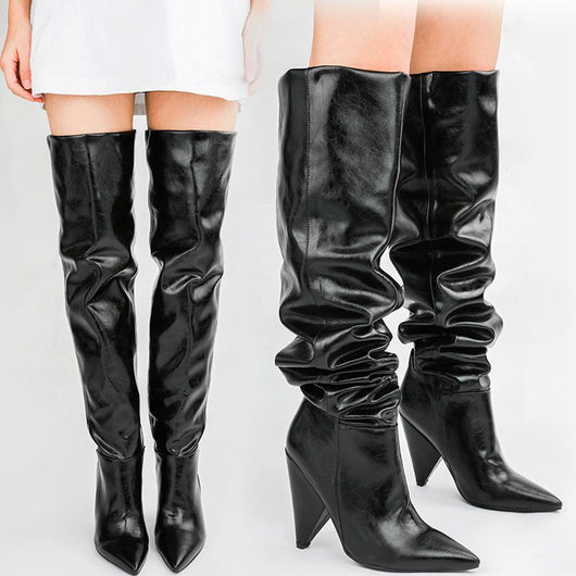 Botas Over The Knee con Tacón Perfilado y Punta Afilada para Mujer - Image 5