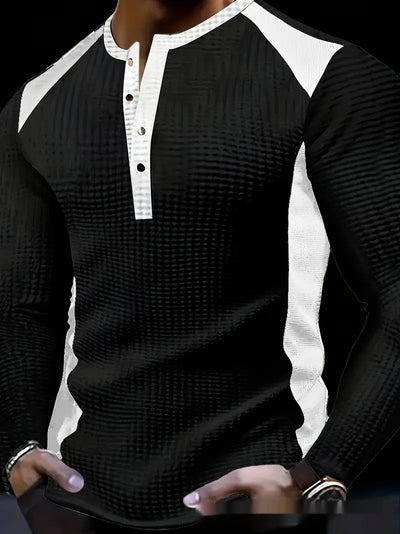 Sudadera Hombre Manga Larga Diseño Jacquard Patchwork Corte Holgado - Image 17