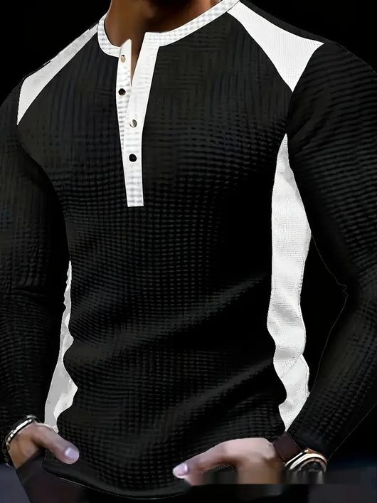 Sudadera Hombre Manga Larga Diseño Jacquard Patchwork Corte Holgado - Image 17