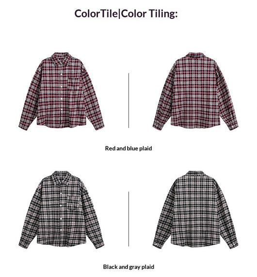 Camisa de Cuadros Retro Bloques de Color para Hombre - Image 17