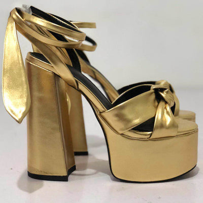 Sandalias Colorblock Talla Grande con Tacón Chunky y Moño Amor - Image 6