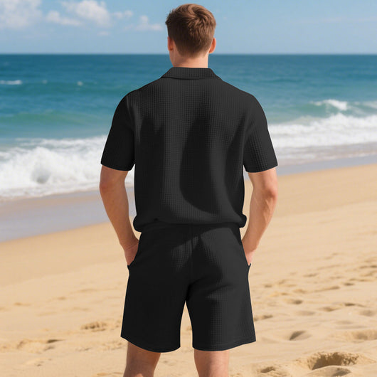 Conjunto Casual de Polo Holgado y Shorts para Hombre - Image 17
