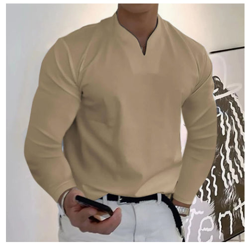 Camiseta Manga Larga Cuello V Transpirable para Hombre - Image 24