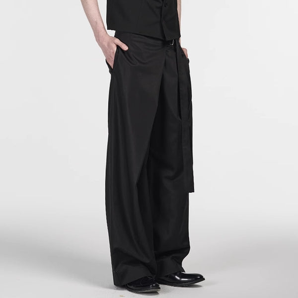 Pantalón Recto de Talle Ajustable en Tencel-Algodón con Pliegue Delantero
