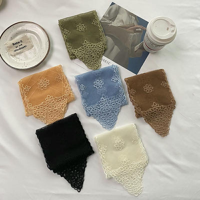 Pañuelo de Seda Bordado con Encaje - Cinta para Cabello Elegante - Image 4