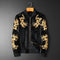 Chaqueta Cardigan Beisbolera con Bordado Dorado