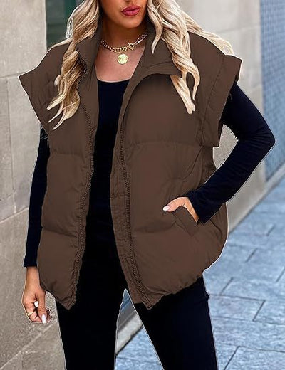 Chaleco Acolchado de Algodón con Bolsillos y Cremallera - Elegancia Minimalista - Image 25