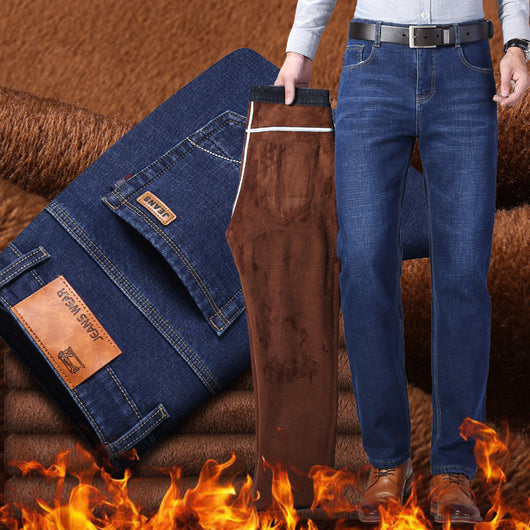 Jeans Casuales para Hombre con Forro Grueso y Terciopelo - Image 13