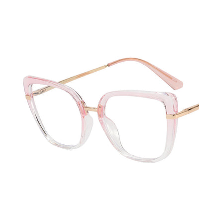 Blue and brown patterned butterfly frame anti-blue light glasses with gold-tone temples and blue temple tips. - Image 19