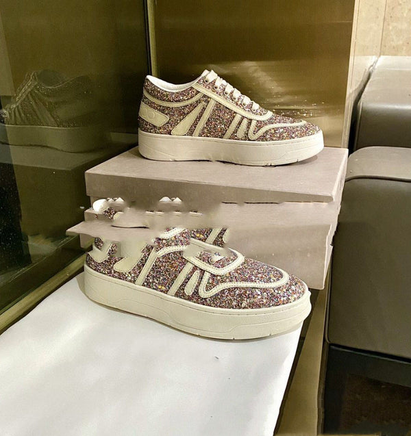 Zapatillas Deportivas Casual con Plataforma y Detalles de Perlas Blancas