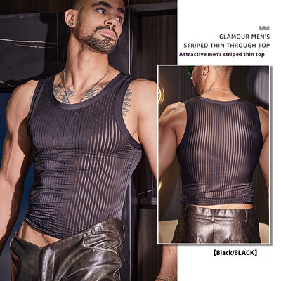 Chaleco Deportivo Hombre Rayas Transparente Elástico Respirable - Image 6