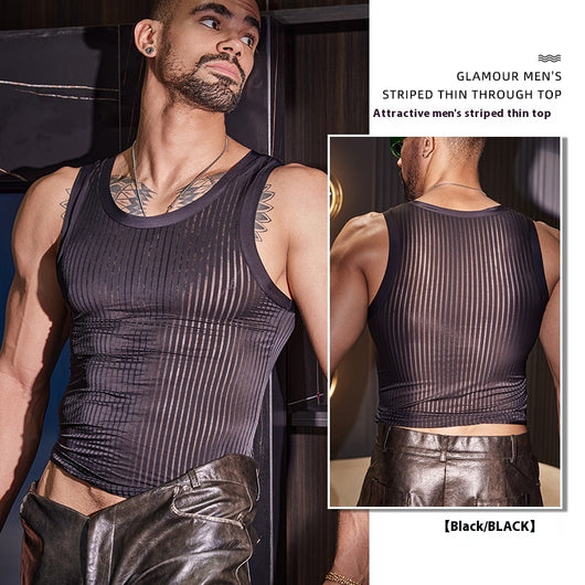 Chaleco Deportivo Hombre Rayas Transparente Elástico Respirable - Image 6