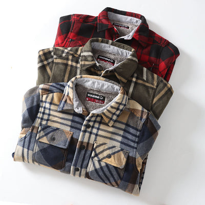 Camisa de Franela a Cuadros Cálida y Cómoda con Solapa - Image 29