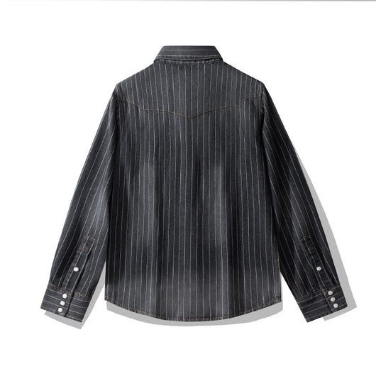 Camisa Denim a Rayas con Efecto Vintage Desgastado - Image 5