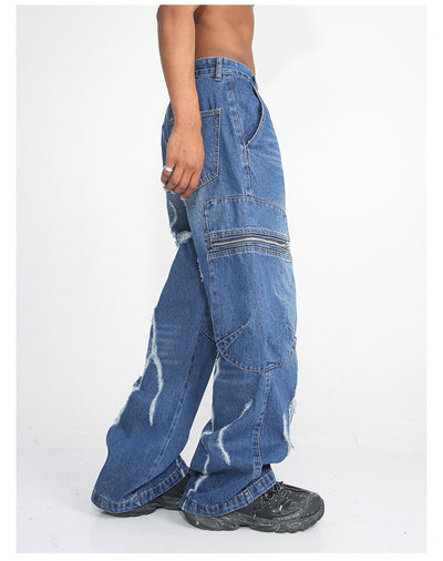 Pantalones Cargo Hip Hop Holgados con Cierre de Cremallera para Hombre - Image 5