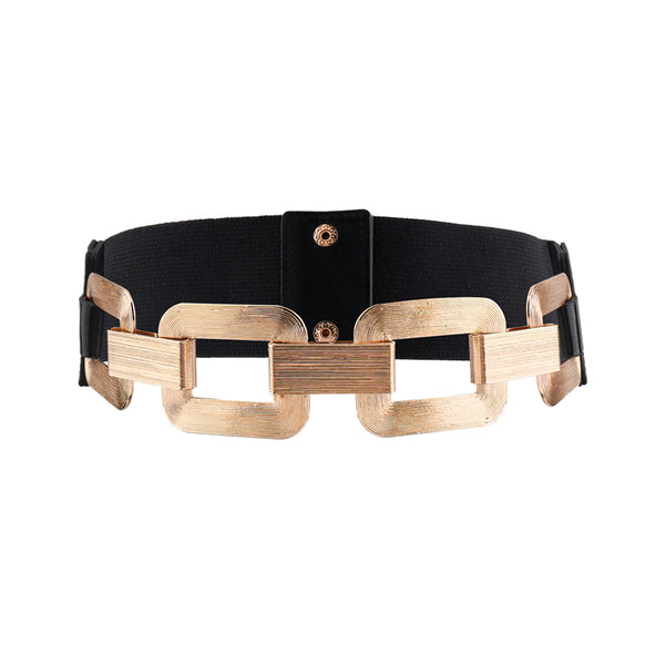 Cinturón Elástico Dorado y Negro con Cierre de Metal - Accesorio de Moda para Vestidos y Abrigos - Image 13
