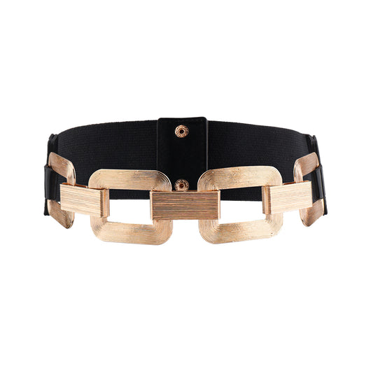 Cinturón Elástico Dorado y Negro con Cierre de Metal - Accesorio de Moda para Vestidos y Abrigos - Image 13