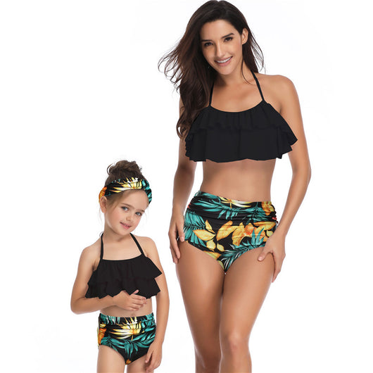 Traje de Baño para Madre e Hija - Bikini de Cintura Alta con Volantes - Image 12
