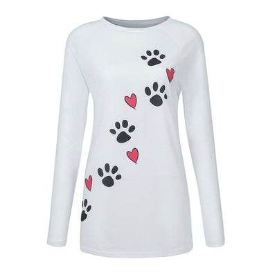 Playera Suelta con Cuello Redondo y Estampado de Patitas de Perro - Image 5