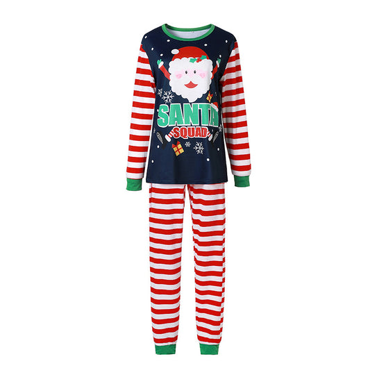 Santa Printed Parent-child Homewear, a two-piece pajama set with a Santa Claus graphic and red and white stripes. - Image 16