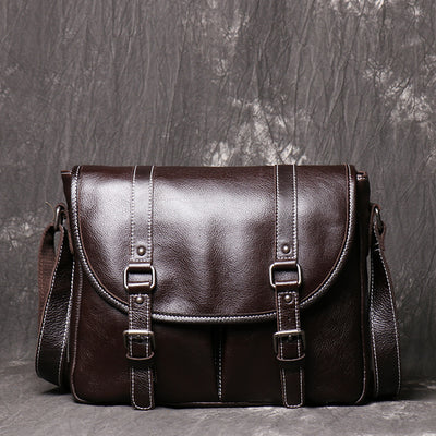 Bolso Bandolera de Cuero Genuino Gran Capacidad para Hombre - Image 6